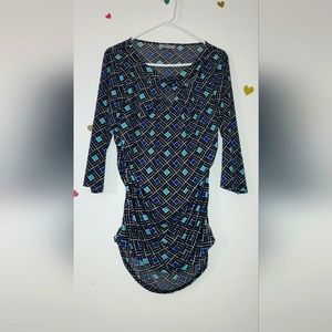 Jennifer Lopez blue geometric print top